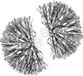 Merkloos SnelShoppen - 2 Stuks Cheerleading Pom Poms Shiny Metal Foil Cheerleader Poms Handheld met Plastic Vinger Ring voor Sportteam Spirit Cheering (Zilver)