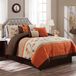 Chezmoi Collection Serene 7-delige luxe herfst bloemen borduurwerk beddengoed dekbed set, California King, oranje/bruin/taupe