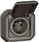 stopcontact Legrand Plexo 069860L stopcontact 2P+T waterdicht 16A compleet inbouw, antraciet