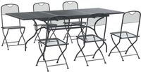 vidaXL Eettafel Set 7-delig Antracietkleurig Gaas en Staal