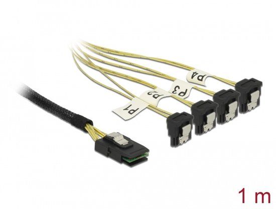 Delock Cable Mini SAS SFF-8087 > 4 x SATA 7 Pin angled 1 m