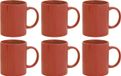 Bellatio Design Tasses à café - 6x - céramique - brillant - avec anse - rouge - 370 ml