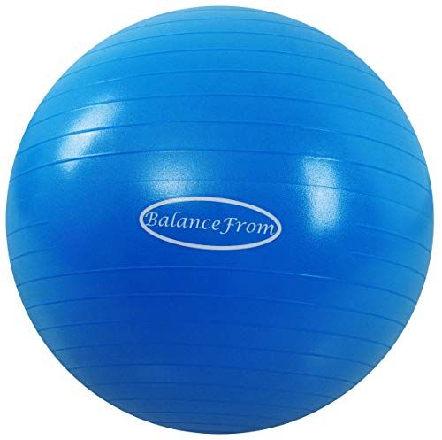 BalanceFrom Anti-barst- en slipbestendige oefenbal yogabal fitnessbal geboortebal met snelle pomp, 2 lb capaciteit (68-75cm, XL, blauw)
