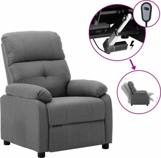 vidaXL Fauteuil elektrisch verstelbaar stof lichtgrijs