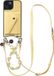 AVY Leren Hoesje geschikt voor Apple iPhone 14 / 13 | Met Koord en Kaarthouder | Compatibel met MagSafe | Leather Case met Polsand & Crossbody Koord & Wallet | Pearl Leather Set | Croco Geel