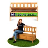 KADAX Tuinbank, 120 x 47 x 81,5 cm, weerbestendige vezelplaatbank met opbergruimte en rugleuning, bruin