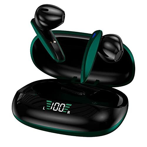 COOL SMARTPHONES & TABLETS ACCESSORIES Stereo Bluetooth hoofdtelefoon Dual Pod Earbuds draadloos TWS LCD Cool Shadow Green