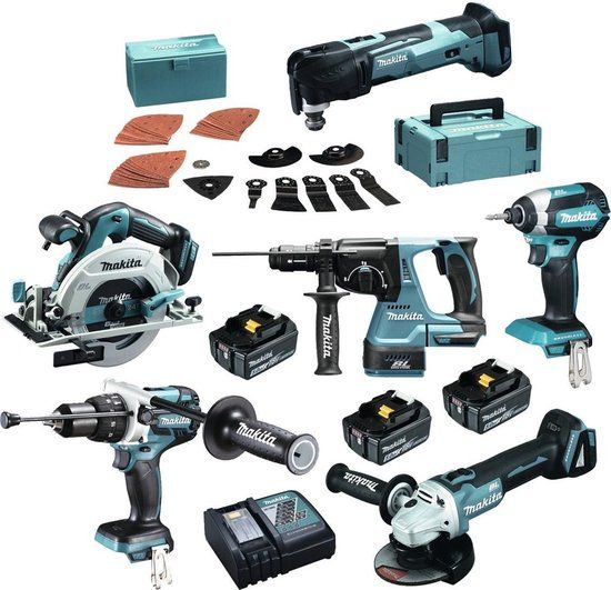 Makita DLX6078TJ1 Accu Combiset 6-delig 18V 5.0Ah - Inclusief 3 Accu's - Mbox