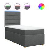 VidaXL Boxspringbed met matras, donkergrijs, 140x190 cm, gestoffeerd