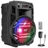 Draagbaar Bluetooth PA-luidsprekersysteem - 300 W oplaadbare outdoor bluetooth-luidspreker draagbaar PA-systeem met 20,3 cm subwoofer 2,5 cm tweeter, microfoon in, feestverlichting, MP3/USB, radio
