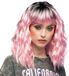 Boland Pruik Ethel Roze Golvend Halflang Vrouwen Rocker Punk Cosplay Carnaval Themafeest
