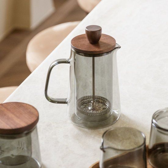 S|P Collection Luma Grey koffiepot met glazen filter en deksel, 350 ml