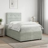 vidaXL Boxspringbed met matras, lichtgrijs, 120 x 190 cm, fluweel