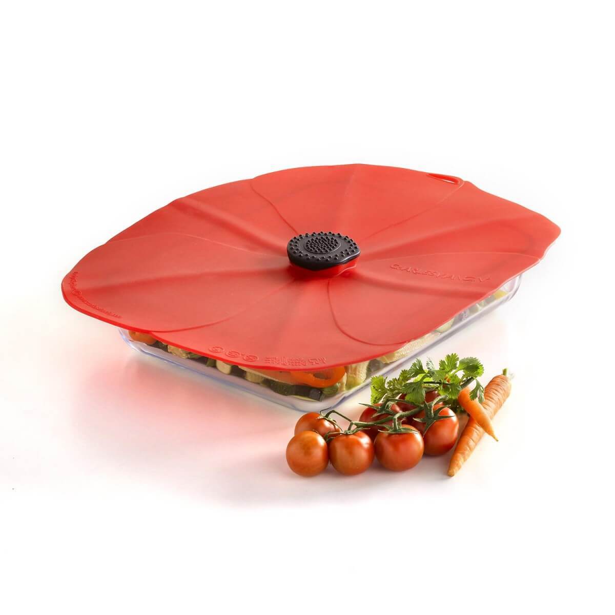 Charles Viancin Poppy rechthoekige deksel 35 x 25 cm silicone rood