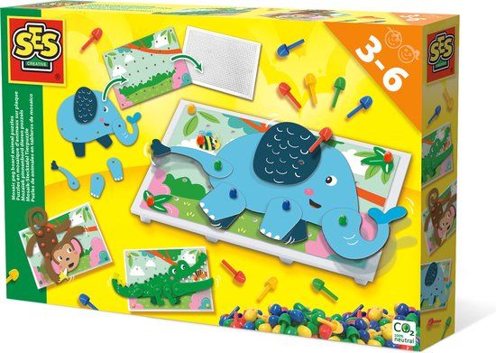 SES Creative Mozaïek pinnenbord dieren puzzels