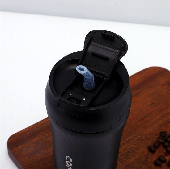 Hbs Rvs Thermosbeker - Drinkfles - Herbruikbare Koffiebeker - 420 Ml - Marineblauw