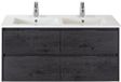 BES LED Porto Badmeubelset 120 cm - 4 Laden Black Oak - Keramische Wastafel Wit Slim
