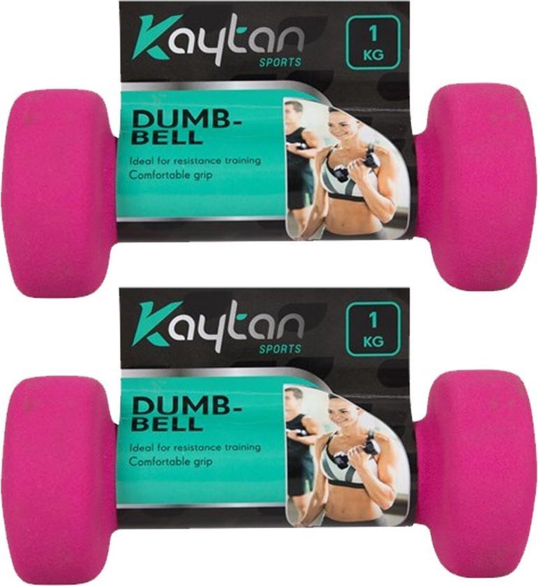 Kaytan Set dumbbells 1 kg - 2x dumbbells - Gewichten - Halterset - Roze