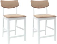 vidaXL - Eetkamerstoelen - 2 stuks - Massief Rubberhout - Wit