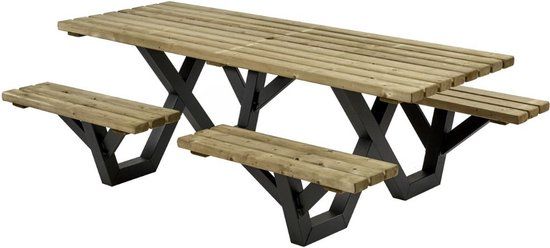 Talen Buitenmeubelen Picknicktafel - Hout en Metaal - Groen - 8 Personen
