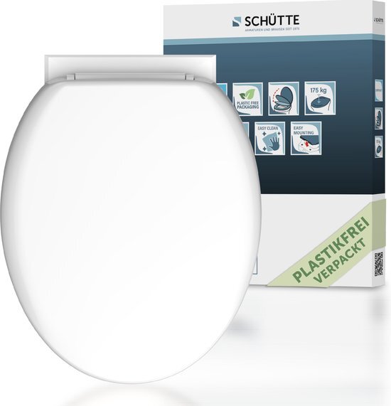 Schütte SCHÃœTTE WC-Bril - Thermoplastiek - Antibacterieel - Soft Close - Gelakt - Wit