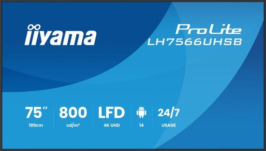 iiyama LH7566UHSB-B1AG 75-inch 4K UHD Digital Signage Flatscreen