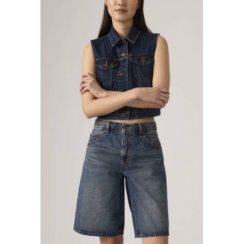 Levi's denim wide leg regular waist short dark blue denim