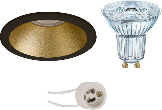 BES LED - LED Spot Set - GU10 - Dimmable - Round Recessed - Black/Gold - 3.7W - 4000K - Ø82mm - with Sensor
