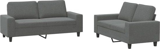 VidaXL 2-delige Loungeset Stof Donkergrijs