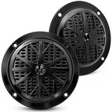 Pyle Dual Marine Luidsprekers – 1 Paar – Waterdicht en Weerbestendig Outdoor Stereo Audio Systeem met Polypropyleen Cone, Stoffen Rand, Laag Profiel – Boot, Patio, Zwembad-Zwart