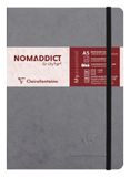 Clairefontaine 793465C Nomaddict (ex Age Bag) Genaaid Notitieboek Elastiek My.Essential Grijs - A5 14,8x21 cm - 192 Pagina's Genummerd Gelijnd - Ivoorkleurig Papier 90 g - Omslag Karton
