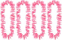 Boland Hawaii krans/slinger - 4x - Tropische kleuren roze - Bloemen hals slingers