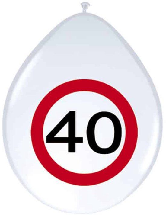 Folat - Ballonnen verkeersbord 40 (8 stuks)