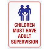 Kinderen SIGO SIGNS Kinderen moeten toezicht voor volwassenen hebben, zwembadbord 10 x 14 roestvrij aluminium UV-bedrukt