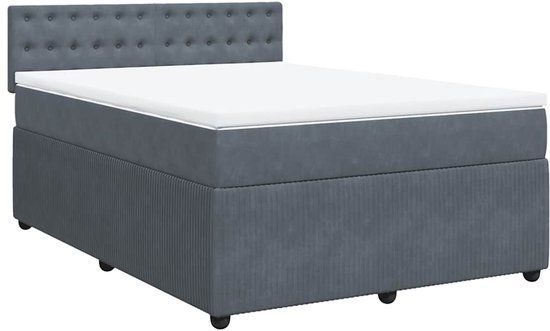 vidaXL Boxspring met matras fluweel donkergrijs 160x200 cm