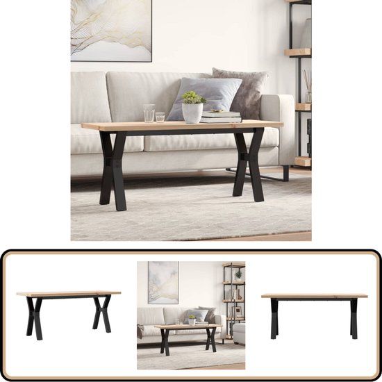 vidaXL Salontafel Y-frame 110x40x45 cm massief grenenhout en staal