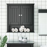 Maison Exclusive Armoire murale de salle de bain Berg noir bois massif