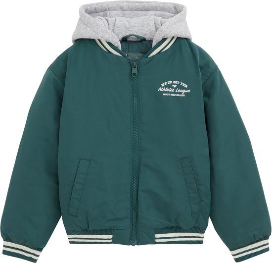 WE Fashion Jongens bomberjack met embroidery en capuchon van sweatstof
