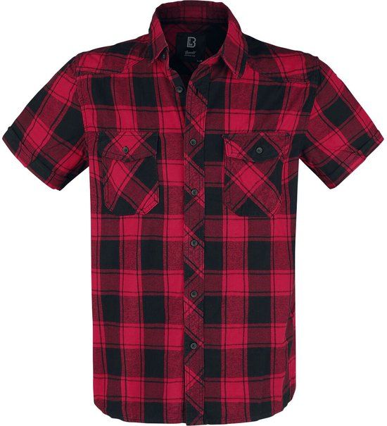 Brandit Checkshirt halfsleeve Heren Shirt met korte mouwen - zwart/rood - 7XL