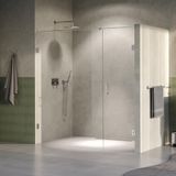 Brauer Void - Nisdeur - 2-Delig - Helder Glas - 190 x 200 cm - Omkeerbaar - met Draaideur 70 cm - Aan Muur - incl. Glascoating - PVD RVS-Kleurig