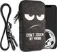 kwmobile Tasje voor smartphones L - 6,5" - Hoesje van vilt in wit / donkergrijs - Phone case met nekkoord - Don't Touch My Phone design