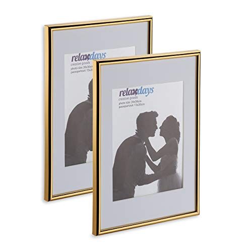 Relaxdays Fotolijst set van 2, 20x30 cm, goud