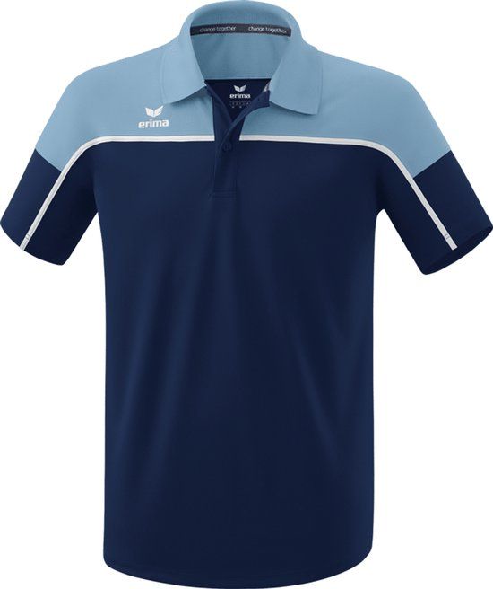 Erima Change Polo Heren - New Navy / Faded Denim / Wit - Maat L