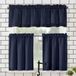 No. 918 Martine Microvezel semi-transparante staaf zak keuken gordijn volant en lagen set, 137 x 114 cm, marineblauw