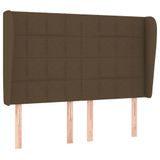 VidaXL Hoofdbord met randen 147x23x118/128 cm stof donkerbruin