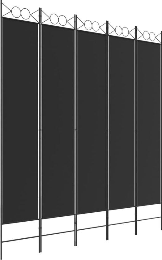 vidaXL Kamerscherm met 5 panelen 200x200 cm stof zwart