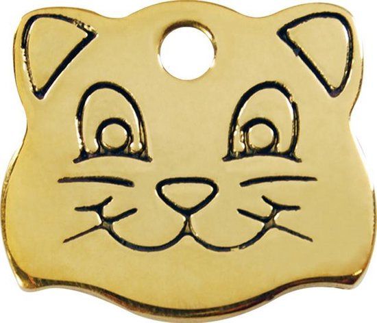 Red Dingo Kattenpenning - maat S - kattenkopje 2,14 cm x 1,84 cm goudkleurig