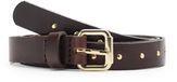 Manfield - Dames - Donkerbruine leren riem - Maat 095