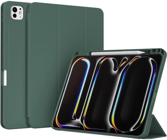 Accezz Tablet Hoes - Geschikt voor Apple iPad Pro 13 (2025) M5 / Pro 13 (2024) M4 - Smart Silicone Bookcase - Donkergroen