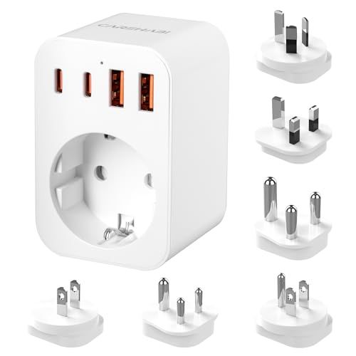 Universele reisadapterset voor de hele wereld, UK-stekker met USB-A/Type-C, Amerikaanse stekkeradapter type G/B/I/A/M/D reisadapter voor Groot-Brittannië/VS